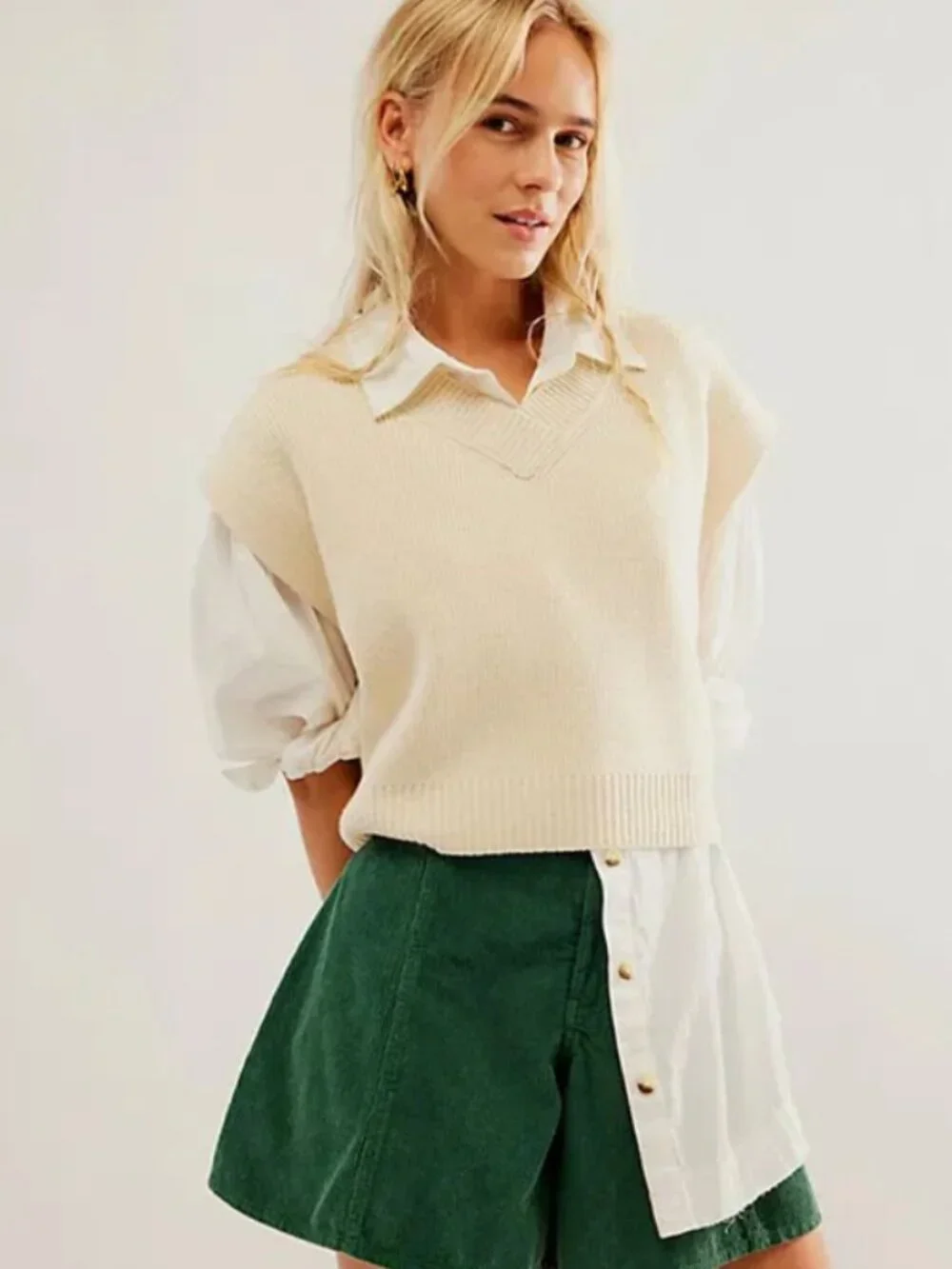 Free People We The Free  Summer Days Cord Shorts Green High Waist S